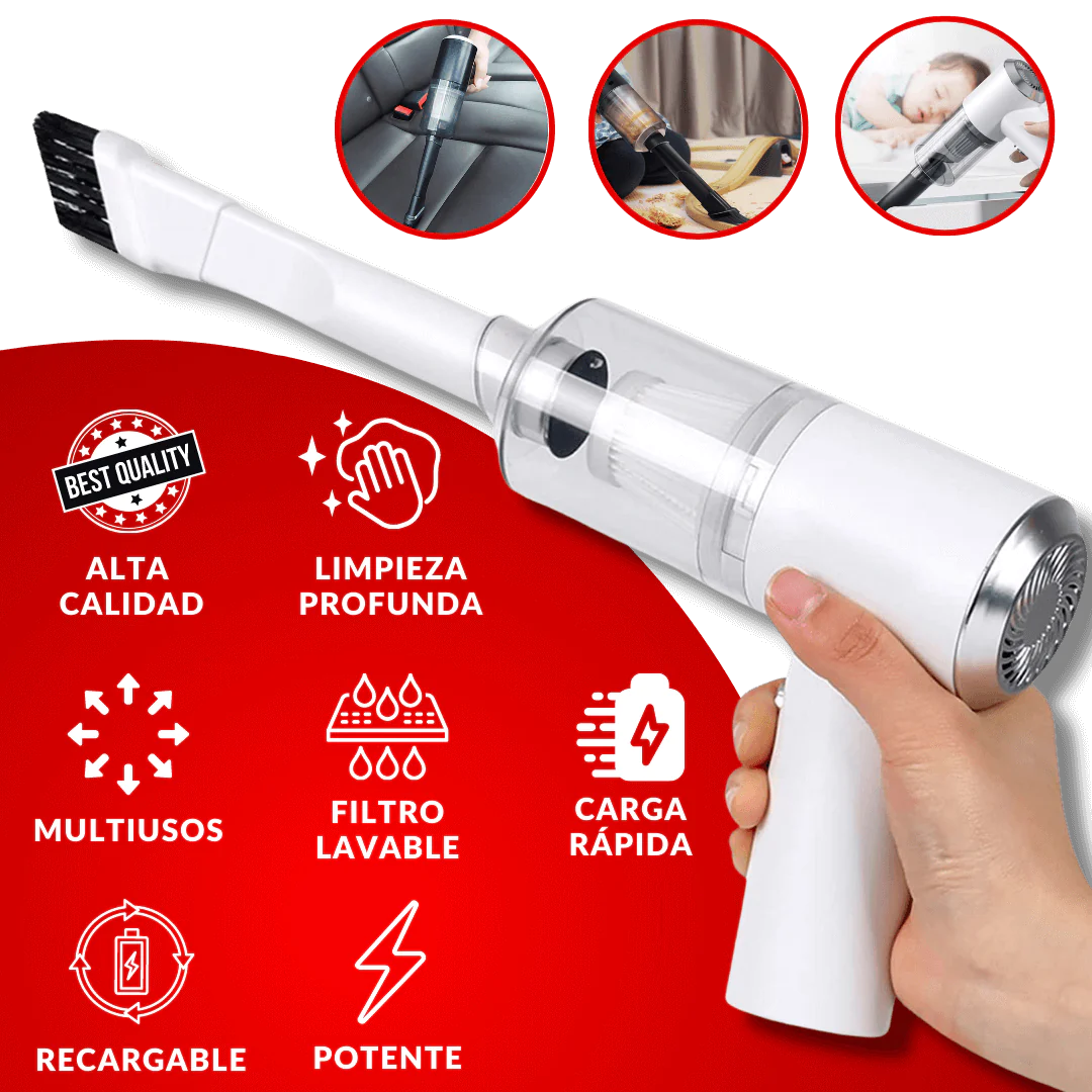 🧼 Aspira migas, polvo y pelos en segundos — ¡desde el auto hasta el sofá!